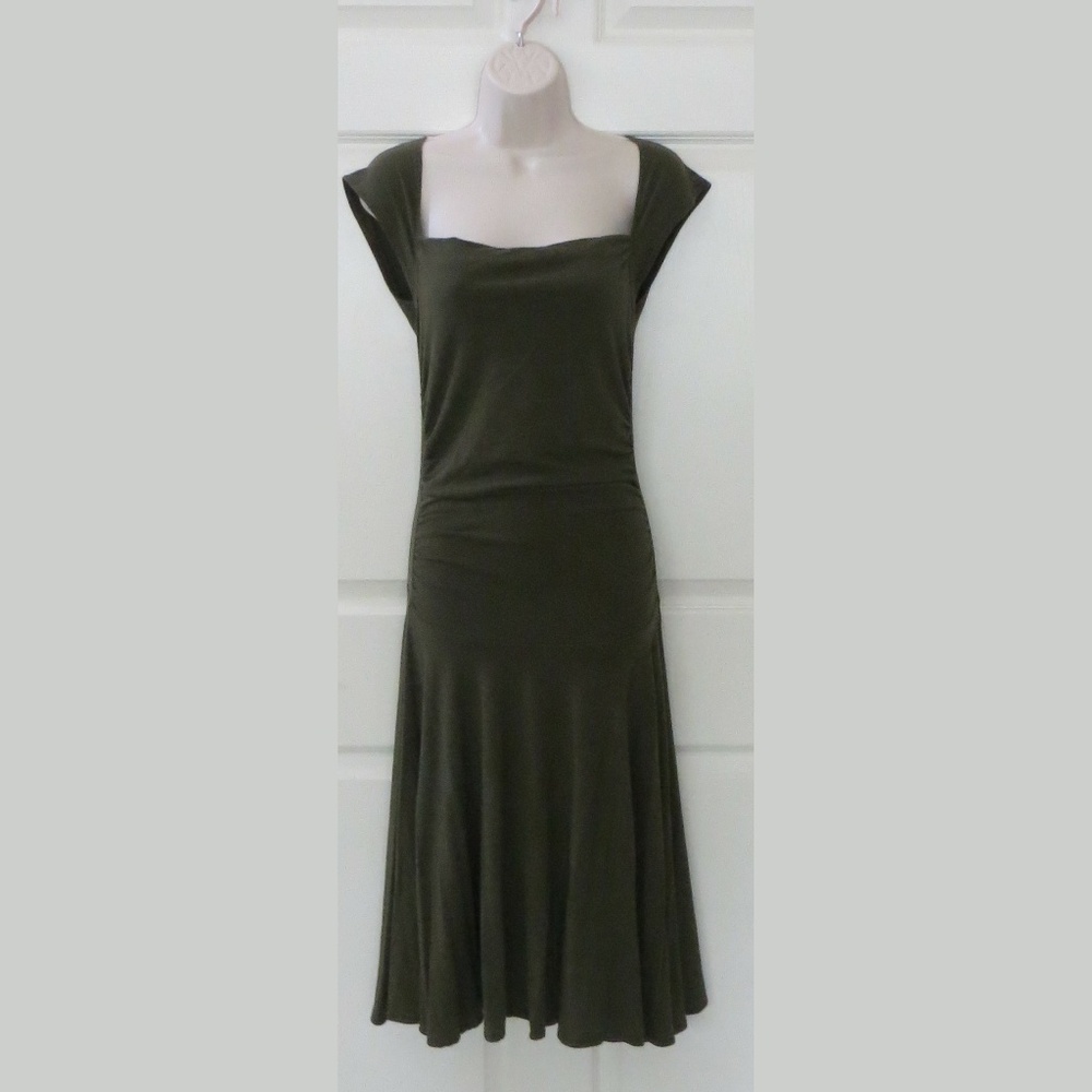 Romy Ruched Olive Dress - Picture 5 of 6
